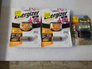 2 energizer Headlamps and 1 LED hea...