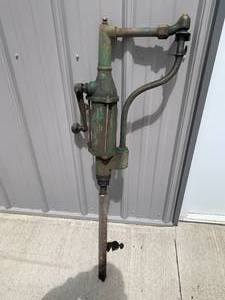 Antique. Green Hand Crank Pump, 41 Inch Tall