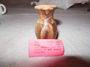 lot 37 image: Vintage Salt and Pepper Shakers (Japan) Approx. 5, Turned Olivewood Piece from Bethlehem Appox. 2 & Two Others