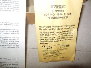 lot 61 image: Vintage Taylor Sling Psychrometer in Original Box with Extra Wicks & Directions for Use (Circa 1989)