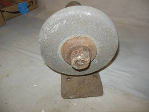 lot 65 image: Vintage Cast Iron Grinder Set Up for Line Shaft, Good Bearings, Greased, 8 Wheel