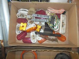 lot 79 image: Old Tie Downs, Truck and Trailer Lamp, Truck Mirrors (Glass is Good, Some Damage)