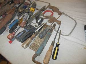 lot 97 image: Flat of Misc. Tools (Stud Finder, Screwdrivers, Etc..)