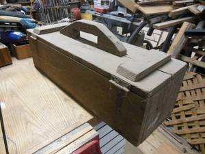 lot 102 image: Vintage Wood Toolbox 30 X 9 X 9 This One Will Clean Up Well