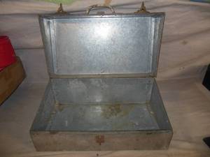 lot 105 image: Galvanized Steel Toolbox with Brass Latches 20 X 12 X 8