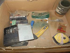 lot 10 image: Two Flats of Plumbing Tools, Sockets, Drill Bits, Rivet Gun, Etc.