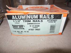 lot 14 image: Several Pounds of Aluminum and Stainless Trim Nails Various Colors