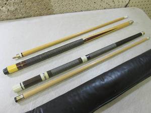 (B-1) 4pc and 2pc Pool Cues with Ca...