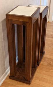 lot 2 image: Pair of Marble Topped Wood StandPedestals