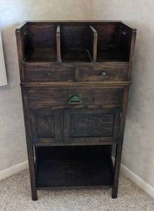 lot 13 image: Petite Vintage Wood Secretary Style Cabinet