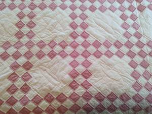 lot 32A image: Vintage Pink and White Checked Quilt