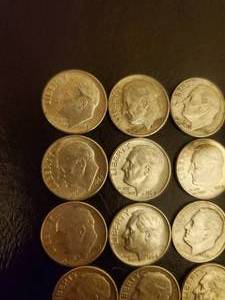 lot 4 image: Collection Of 25 Silver Dimes