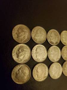 lot 80 image: Collection Of 15 Silver Dimes