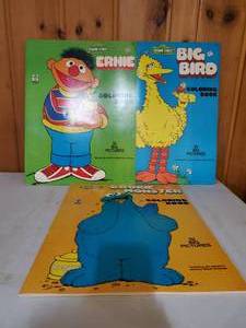 lot 131 image: Three Large Vintage Sesame Street Coloring Books