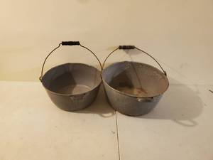 lot 148 image: Two Vintage Grey Graniteware Style Buckets