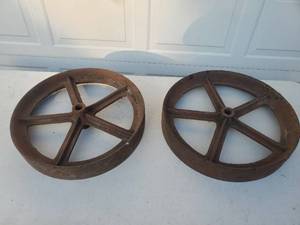 lot 159 image: Pair Of Old Iron Wheels