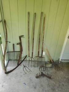 lot 175 image: Collection Of Antique Farm Tools