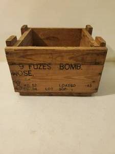 lot 187 image: Old Wood (9 Fuzes., Bomb Nose.) Crate