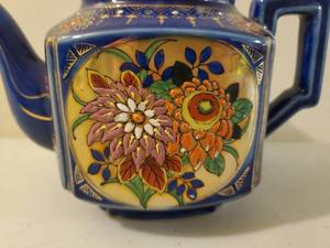 lot 214 image: Dark Blue Hand Painted Teapot