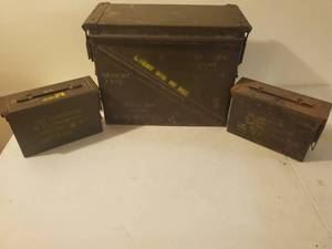 lot 202 image: Three Army Ammo Boxes