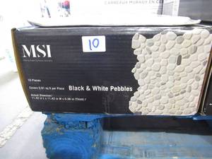 lot 10 image: MSI BlackWhite Pebbles 11.42 in. x 11.42 in. x 10 mm Textured Marble Mosaic Tile ( 9.1 Sq Ft)