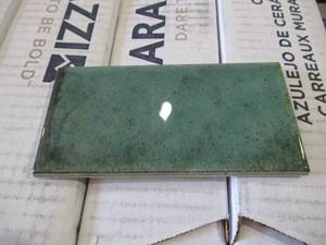 lot 6 image: Daltile LuxeCraft Arteko 3 in. x 6 in. Glazed Ceramic Handmade Green Subway Tile (65 Sq Ft)