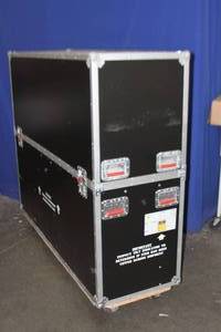 ATA Hard Sided Road Case for Flat Panel TV with Monitor Lift & Built-in Power - Heavy Duty Rolling Case with Casters