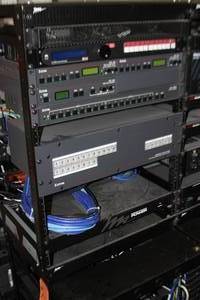 Pair of Middle Atlantic 14RU Pro Audio Video Equipment Rack Units with Miscellaneous Equipment (as pictured)