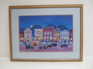 lot 17 image: American Folk Art Scene by Mary Singleton Framed Signed Numbered Print