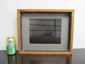 lot 32 image: Signed Original Photograph - Rustic Barnwood Framed B&ampW Photo of Horses - Bergerson