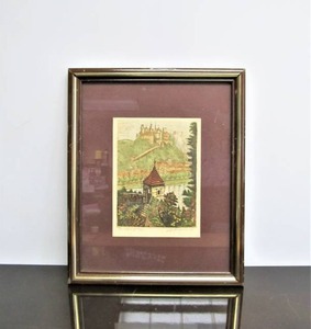 lot 34 image: 1930s era Signed Numbered Engraving - Castle on a River