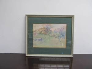 lot 36 image: Framed Original Watercolor of a Homestead