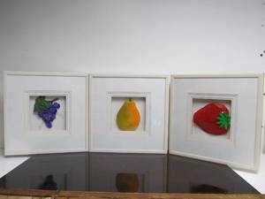 lot 42 image: Group of 3 Dotti Cyphers Original Mixed Media Artworks - Fruit
