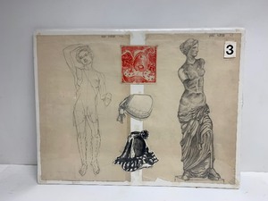 lot 64 image: 2 Vintage Folk Art DrawingSketch Collages