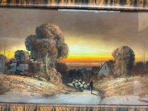 lot 54 image: Excellent Framed Antique Original Pastel Painting - Landscape Scene wSheep