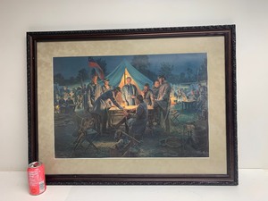 lot 81 image: Framed Signed Numbered Civil War Print by Mort Kunstler - Robert E Lee at Sharpsburg War Council