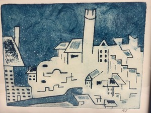 lot 86 image: Framed Signed City Scape Artwork - Signed ASF