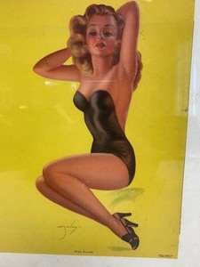 lot 91 image: 3 Framed Orig Vintage 1940s-50s Pinup Prints