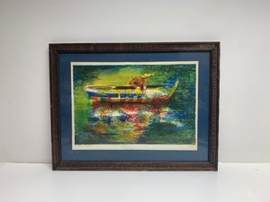 lot 89 image: Colorful Framed Signed Numbered Lithograph - Venetian Gondola 