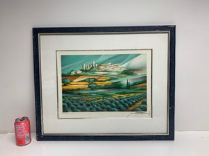 lot 93 image: Framed Signed Numbered Lithograph by Raymond Poulet - Saint-Paul de Vence