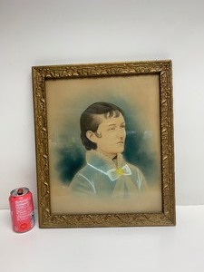 lot 92 image: Framed Antique Original Pastel Portrait Painting
