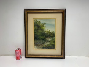 lot 97 image: Framed Signed Vintage Original Watercolor Landscape Painting of a Stream 