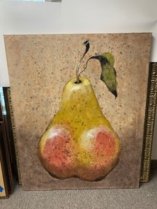 lot 103 image: LARGE Original Oil on Canvas Painting of a Pear - Signed Taylor