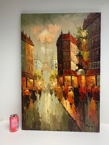 lot 106 image: Excellent Original Oil on Canvas Street Scene Painting - Signed Dubois