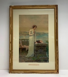 lot 115 image: Quality Antique Framed Lithograph - His Ship in Sight by Marcus Stone