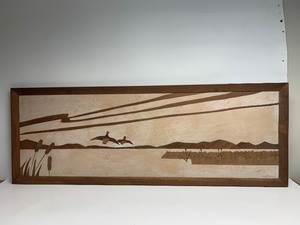 lot 120 image: LARGE Vintage Mid Century Veneer Views Artwork - Mel Quimby for JD Davis Company
