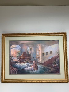 lot 144 image: Framed Signed Numbered Parlor Scene Print by Susan Mink Colclough 