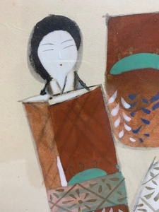 lot 148 image: Framed Signed Oriental Original Painting of 2 Dolls