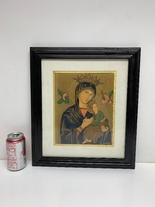 lot 156 image: Vintage Framed Catholic Lithograph - Our Lady of Perpetual Help