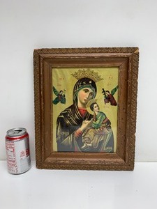 lot 153 image: Quality Antique Framed Catholic Lithograph - Our Lady of Perpetual Help